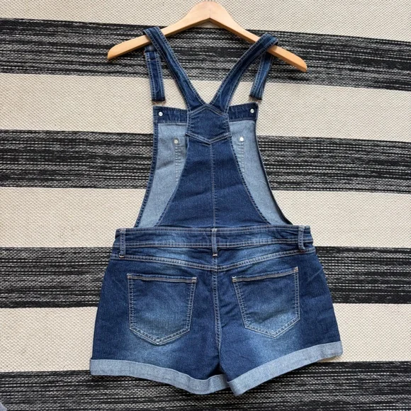No Boundaries Overalls Womens Blue Denim Short‎ Jumpsuit Size L(11-13) - Picture 2 of 10